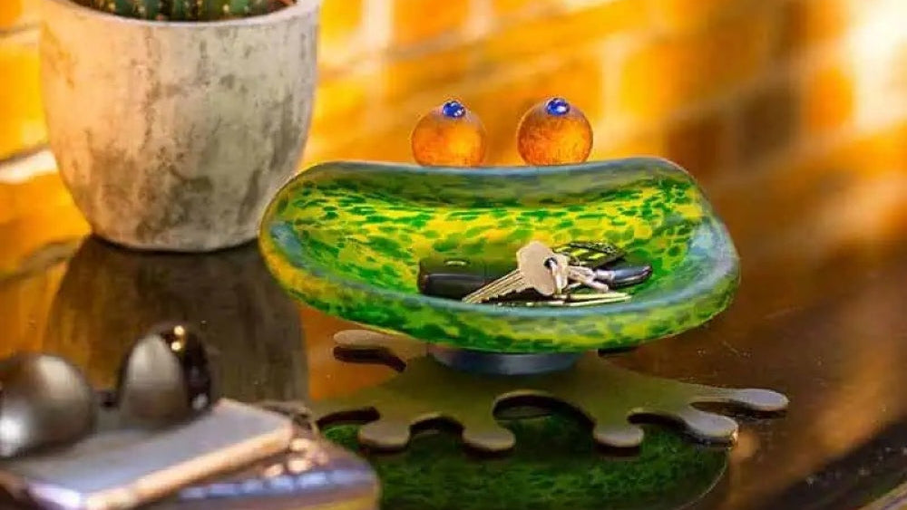 Borowski Glass Green glass Frog dish
