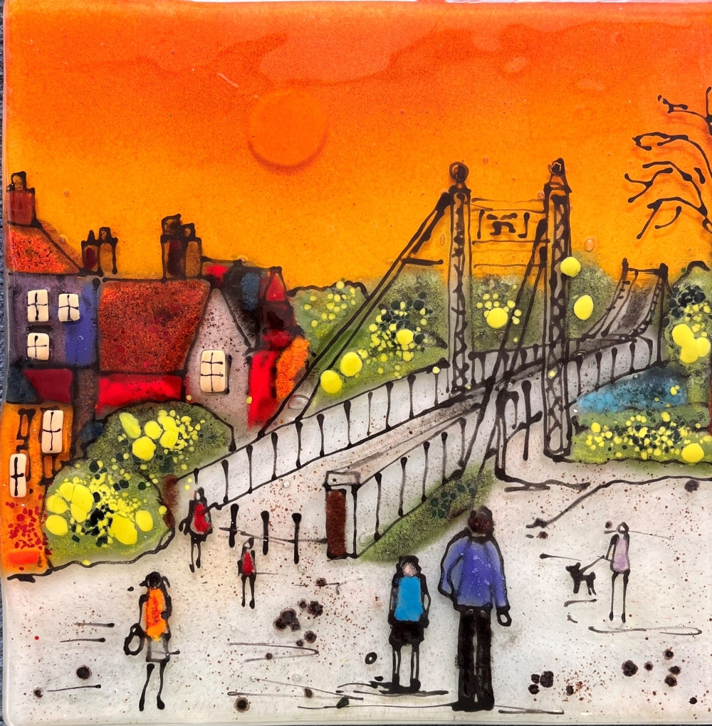 Emma Wood Glass Wall Art - Postcards - Suspension Bridge