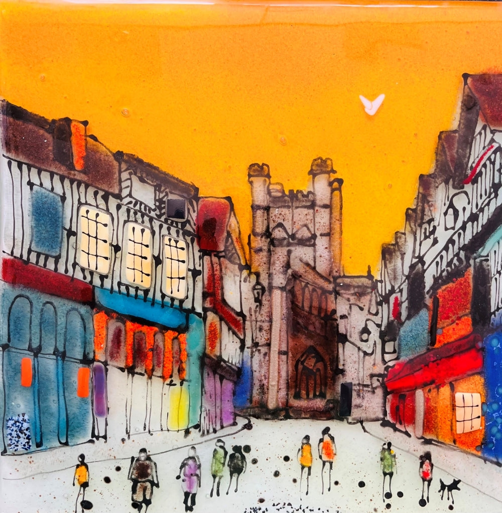 Emma Wood Glass Wall Art - Postcards - The Cathedral at Sunset