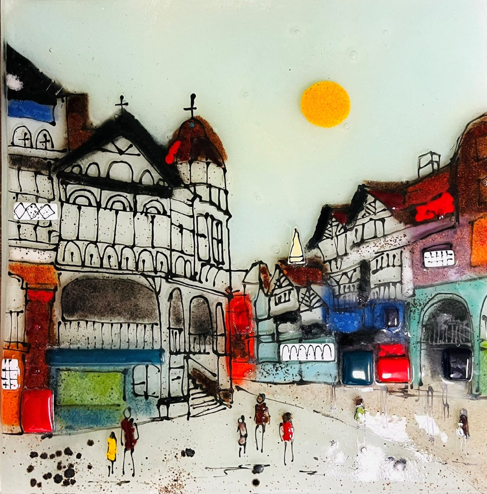 Emma Wood Glass Wall Art - Postcards - Street Life 3