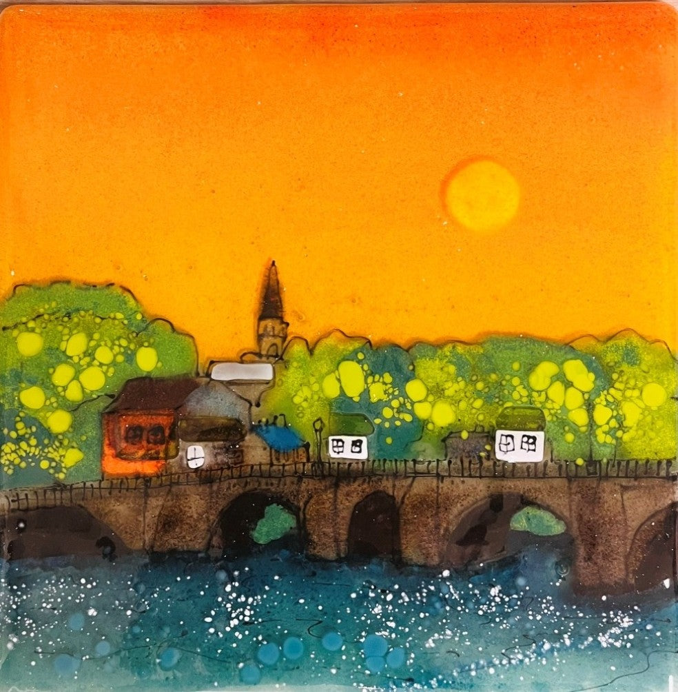 Emma Wood Glass Wall Art - Postcards - Sunset