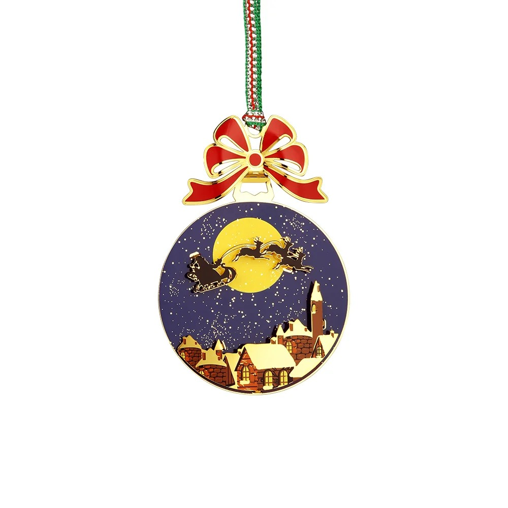 Christmas Gold Plated Santa Sleigh Tree Decoration