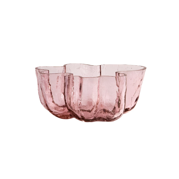 Crackle bowl low -pink