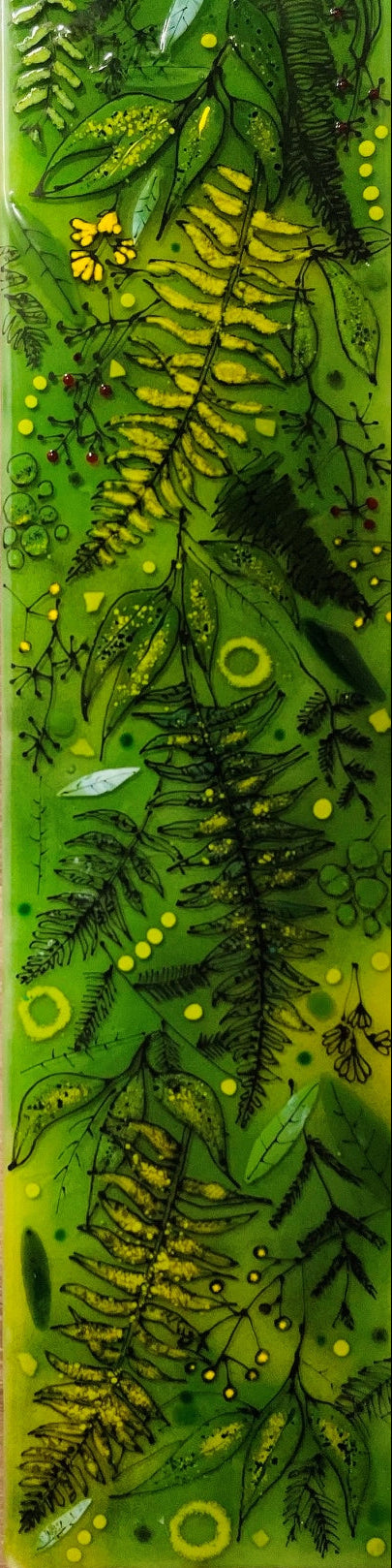 Emma Wood Glass Wall Art - Abstract leaves - green