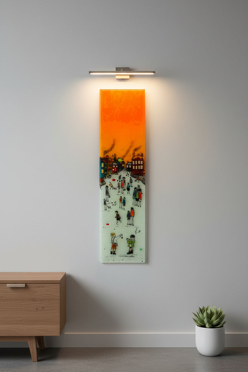 Emma Wood Glass Wall Art - Lowry Street life 2