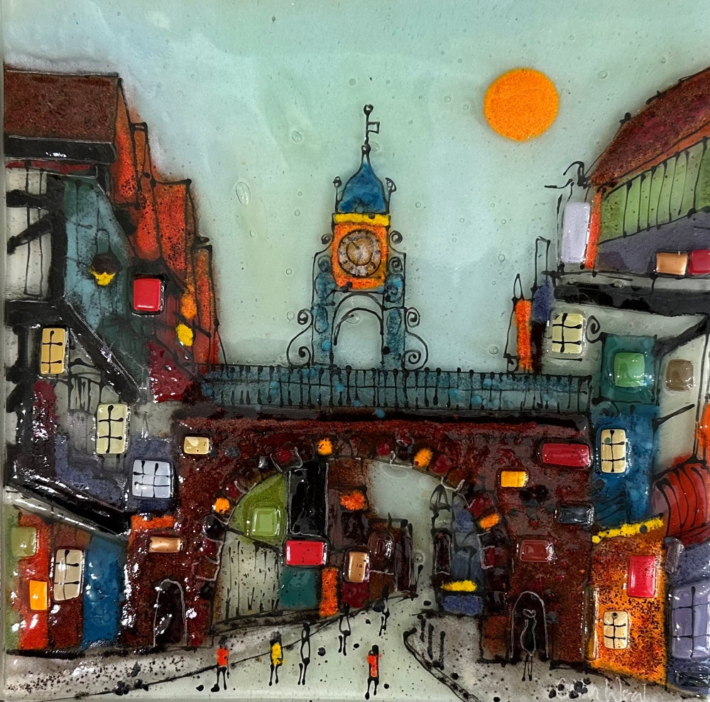 Emma Wood Wall Art - Postcards - East Gate Clock - sunset