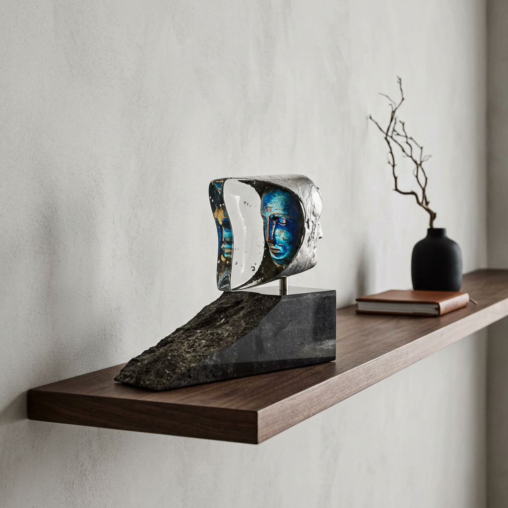 Kosta Boda Janus by Bertil Vallien glass sculpture