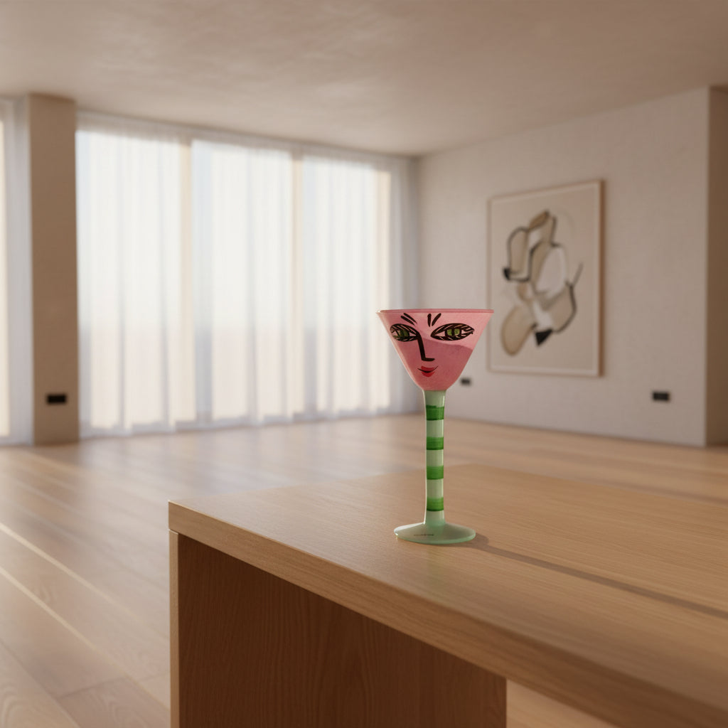 Kosta Boda hand-painted glass goblet from Open Monds collection