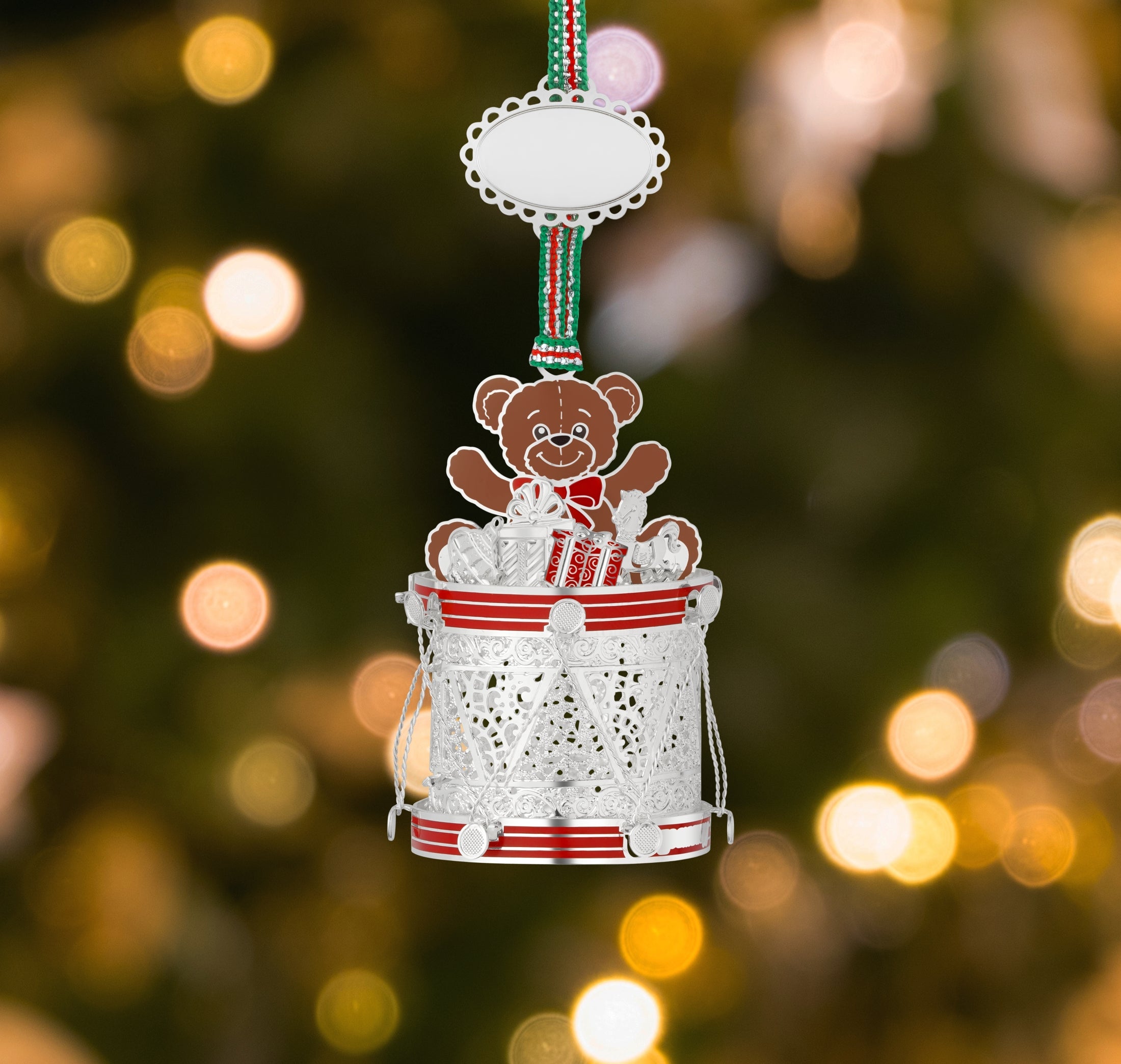 Christmas Drum with Teddy Bear tree decoration - NEW