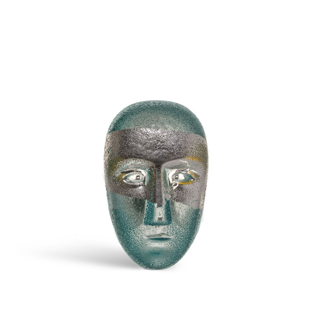Kosta Boda Brain Look Turquoise silver sculpture