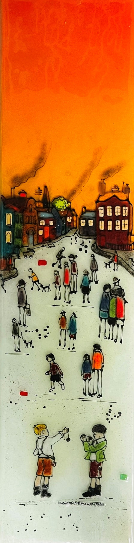 Emma Wood Glass Wall Art - Lowry Street life 2
