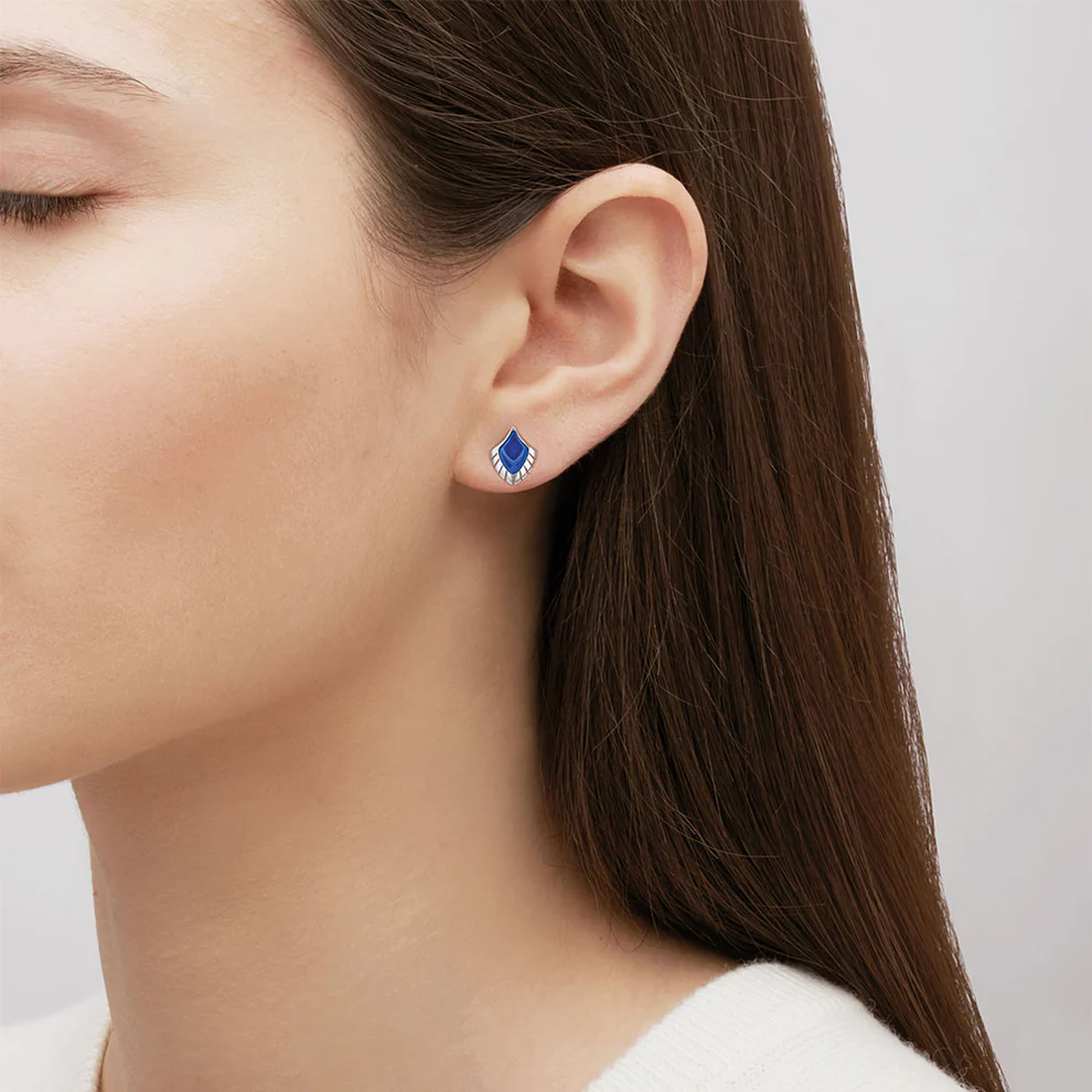Paon earrings - sliver and blue crystal