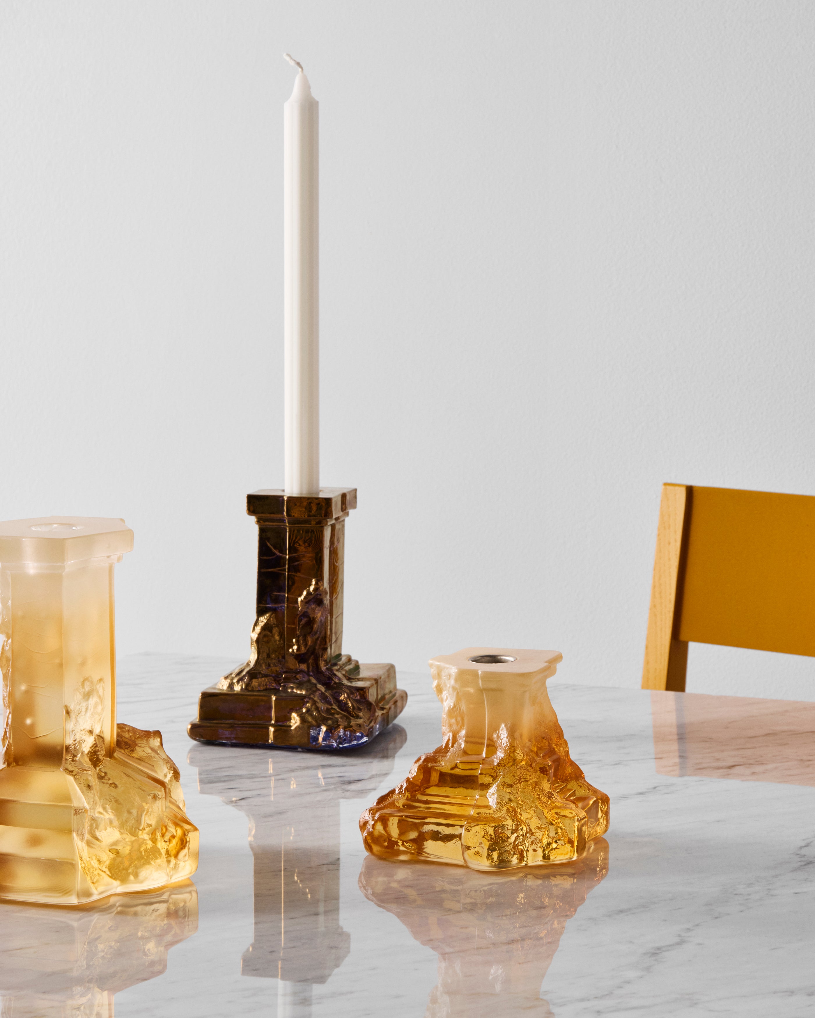 Rocky Baroque candlestick - amber haze