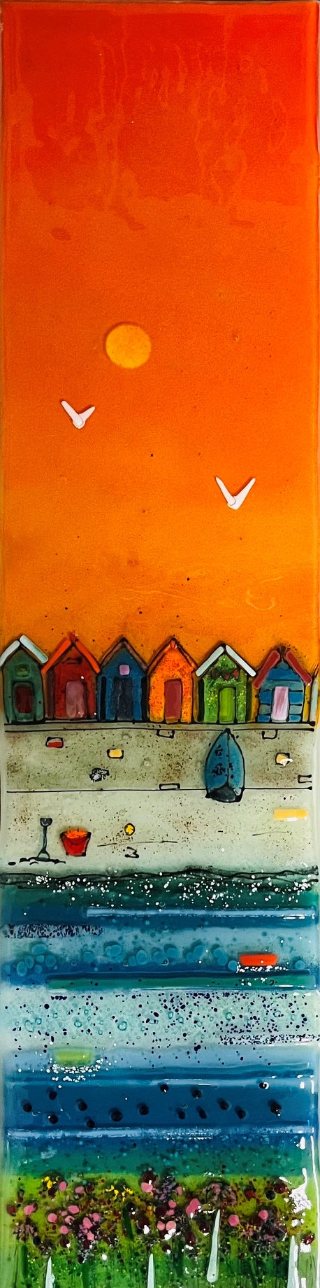 Emma Wood Glass Wall Art - Seascape sunset