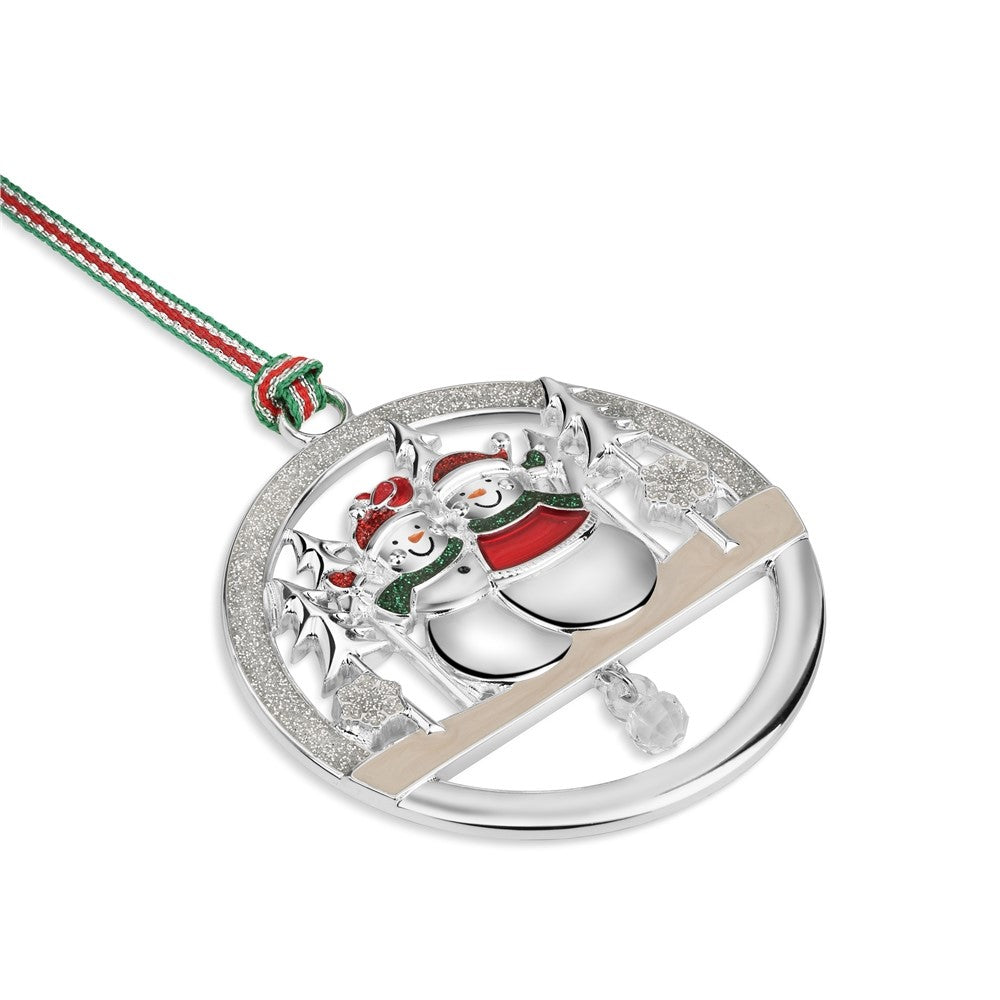 Christmas Snowman Couple Round Tree Decoration - NEW