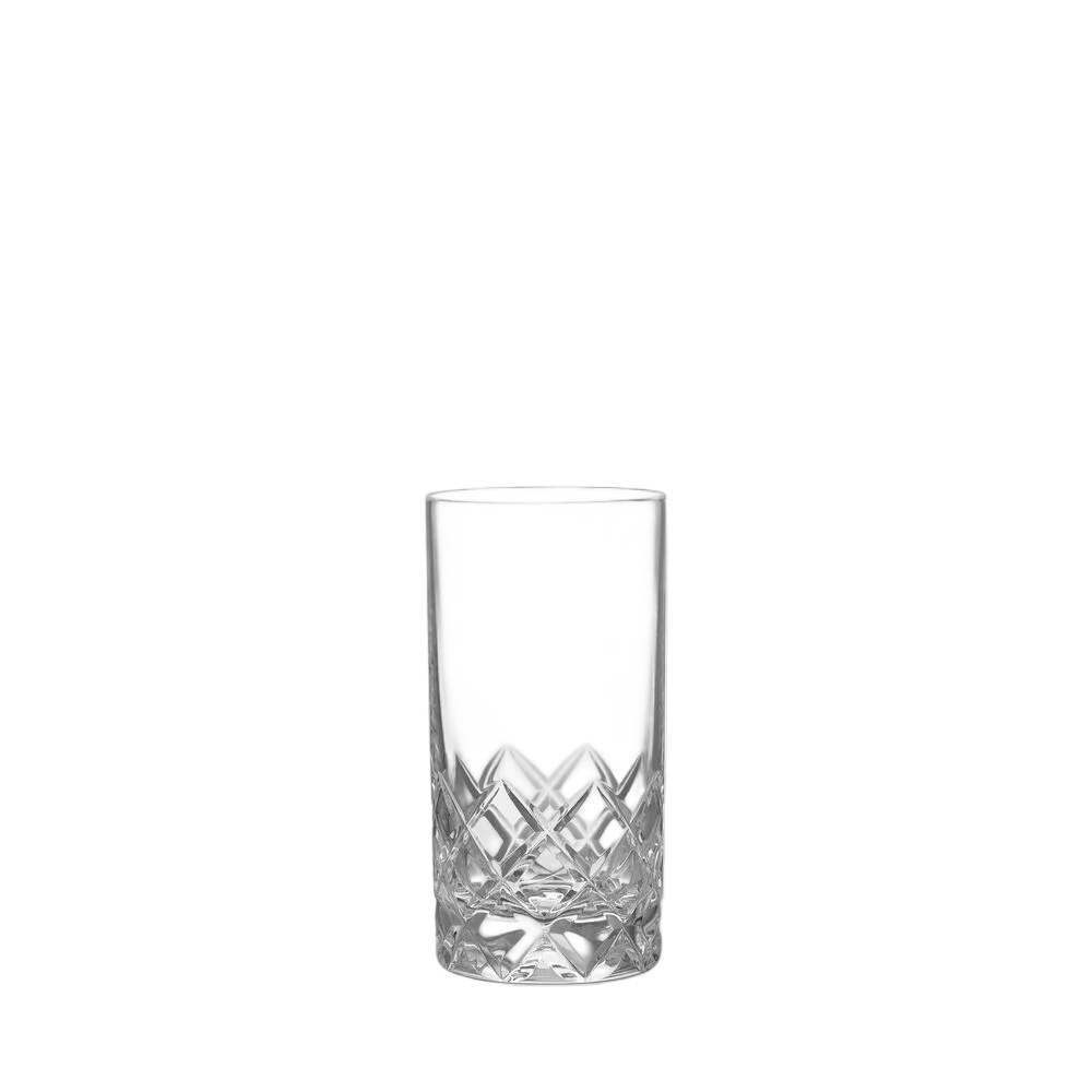 Orrefors Clear glass with geometric pattern on a light gray background