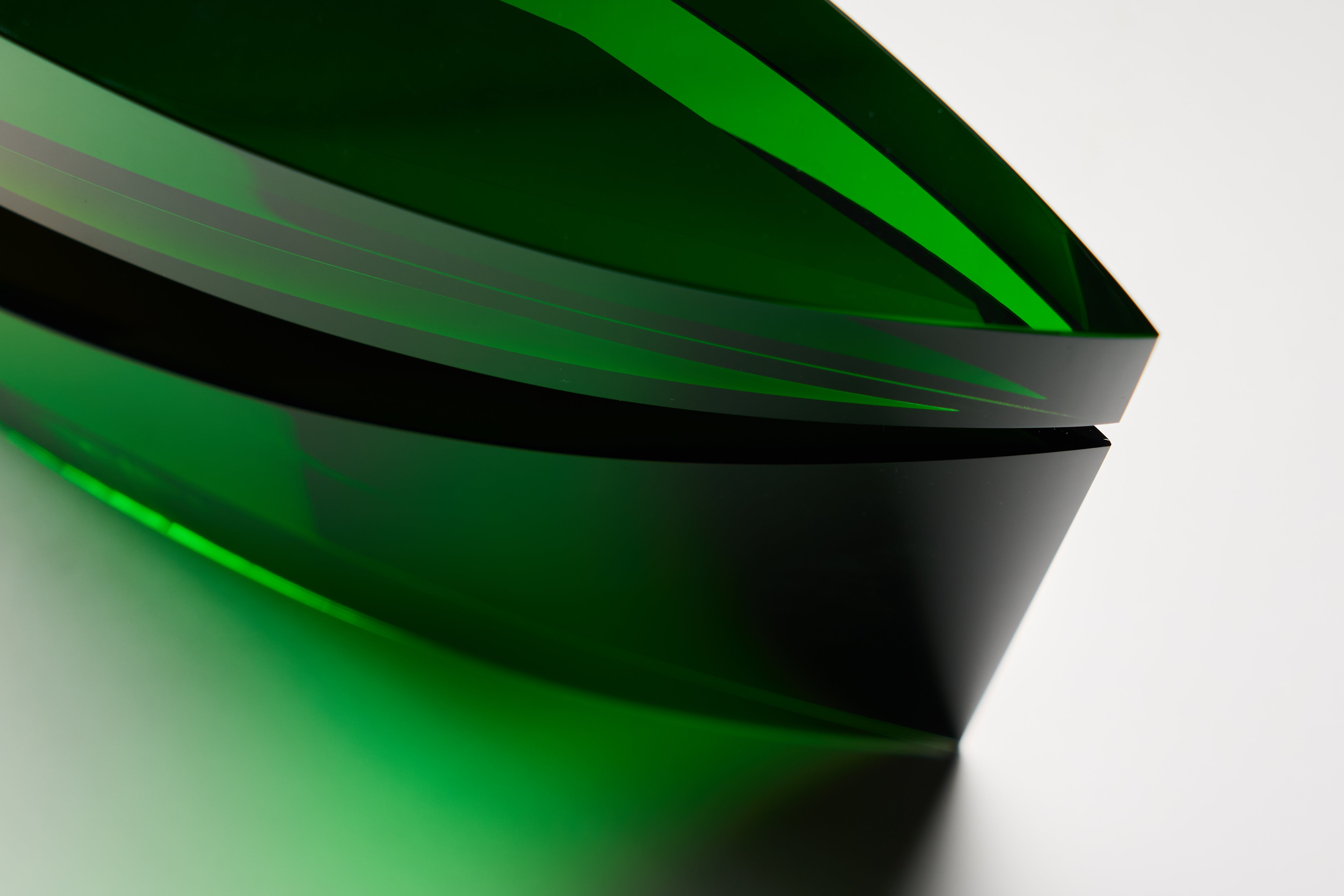 Czech Art Glass - Green Yellow Square sculpture