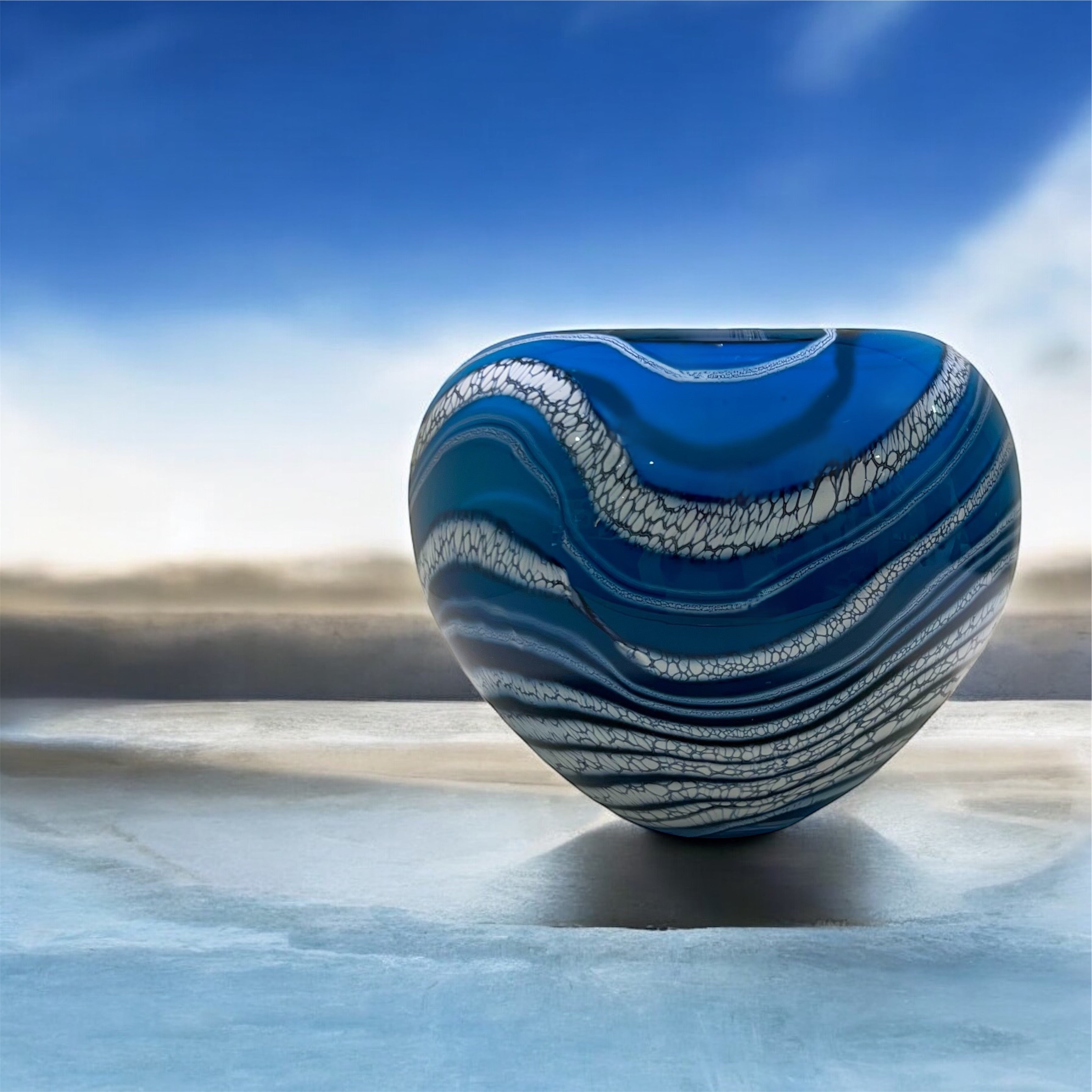 Turquoise Glacier Roll Top bowl