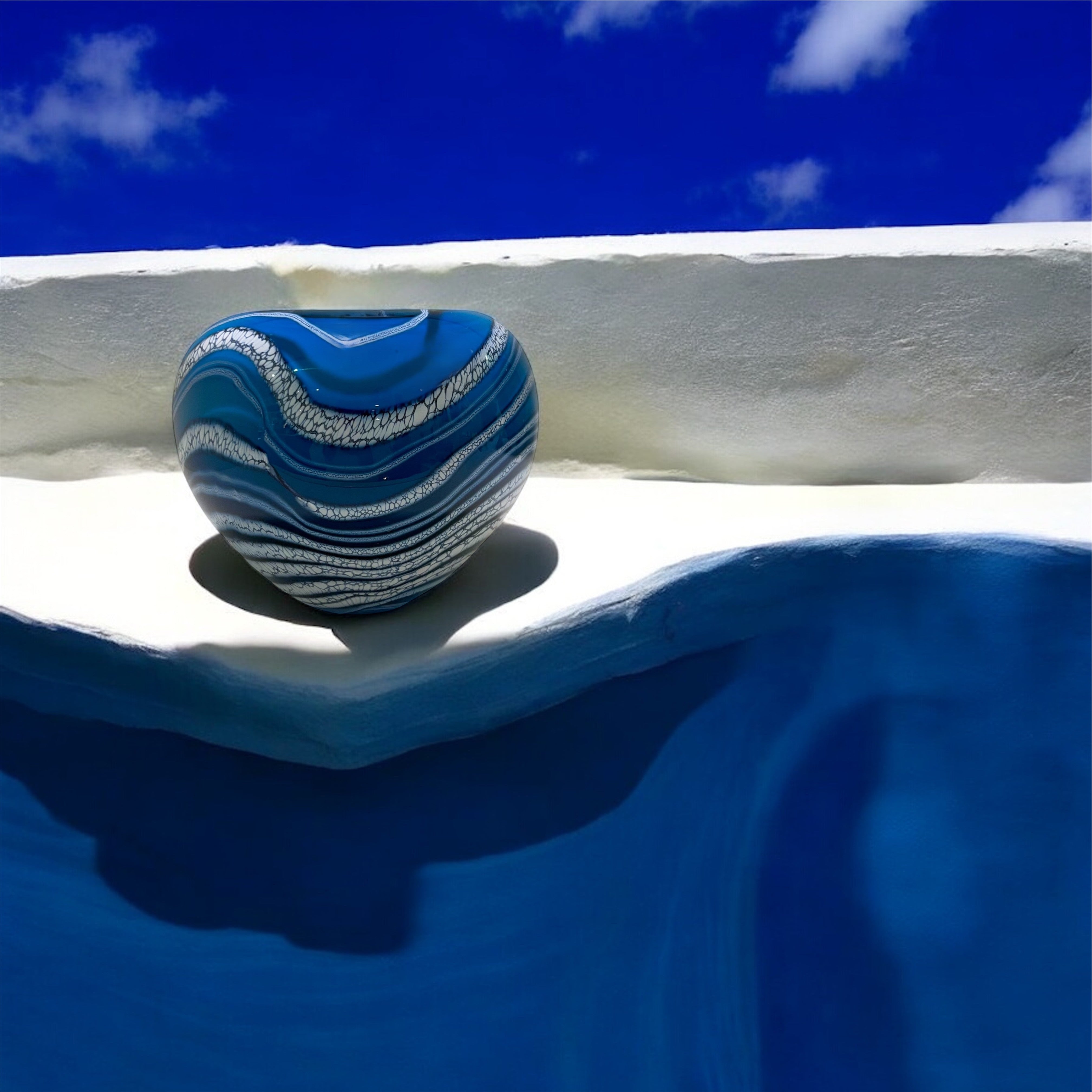 Turquoise Glacier Roll Top bowl