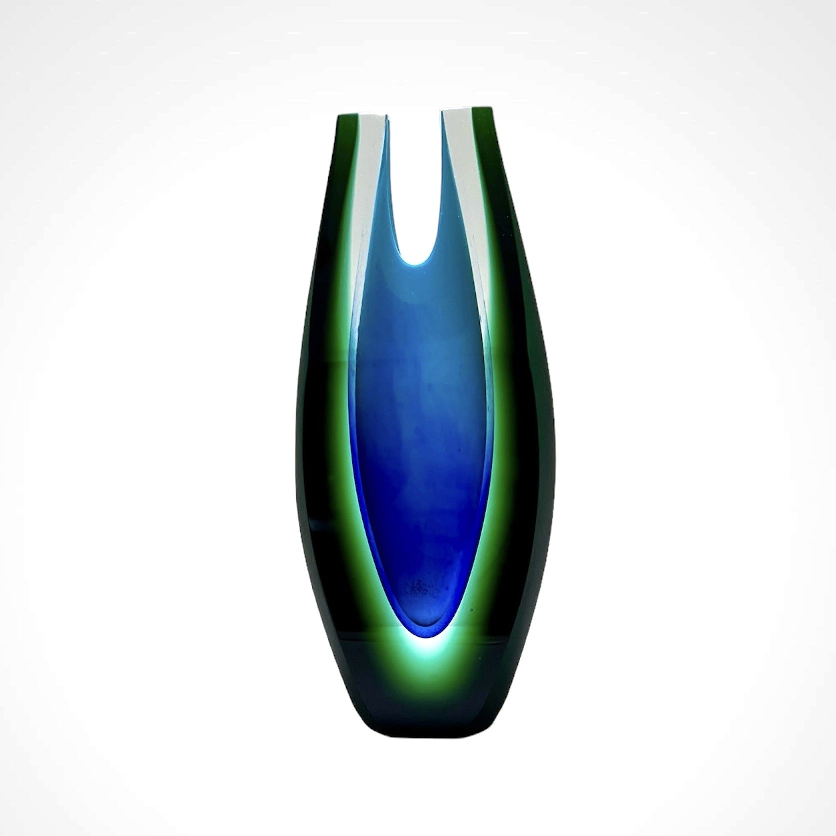 "Winter" Tall vase, featuring blue and green by Pavel Havelka.