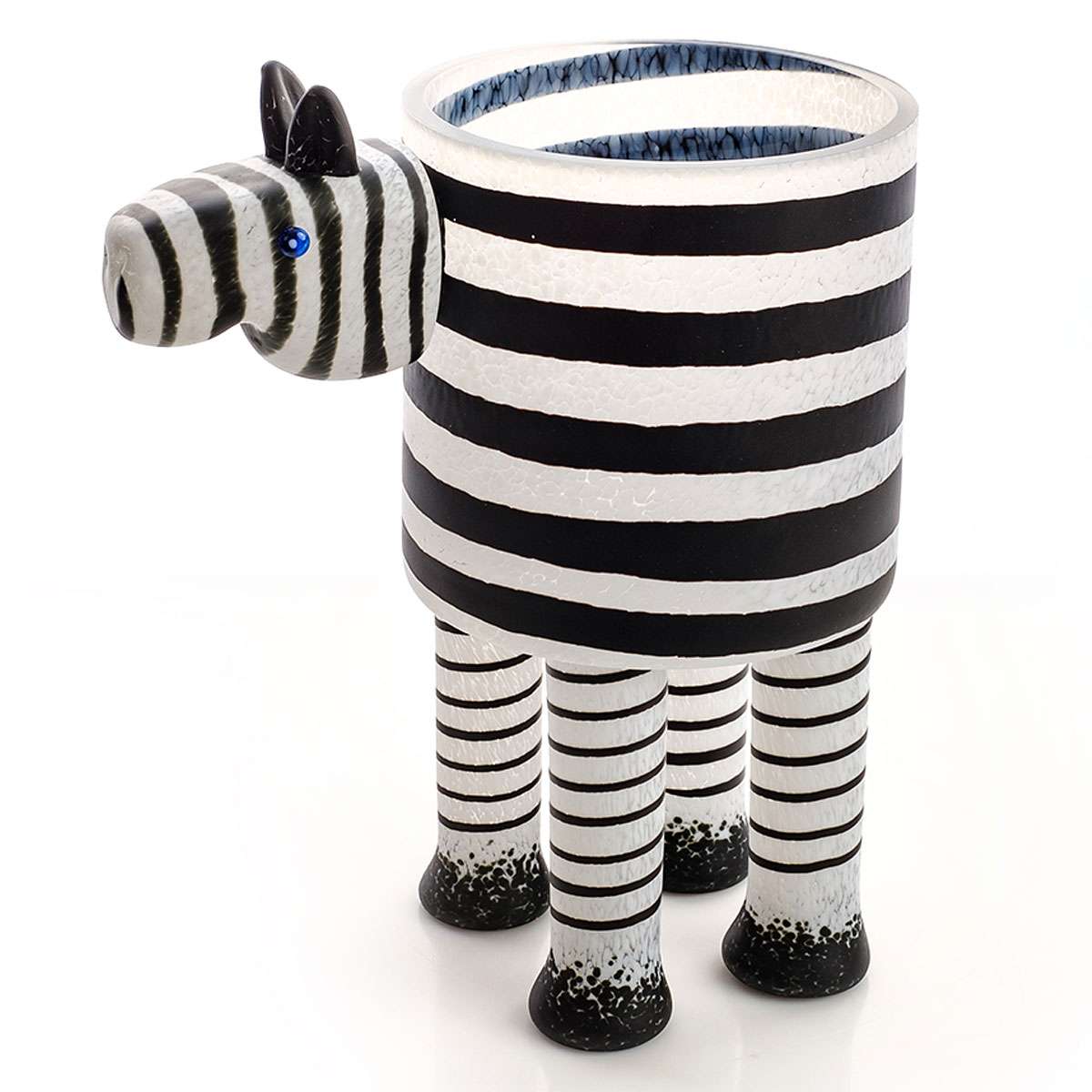 Zebra black and white glass object by Borowski Studio.