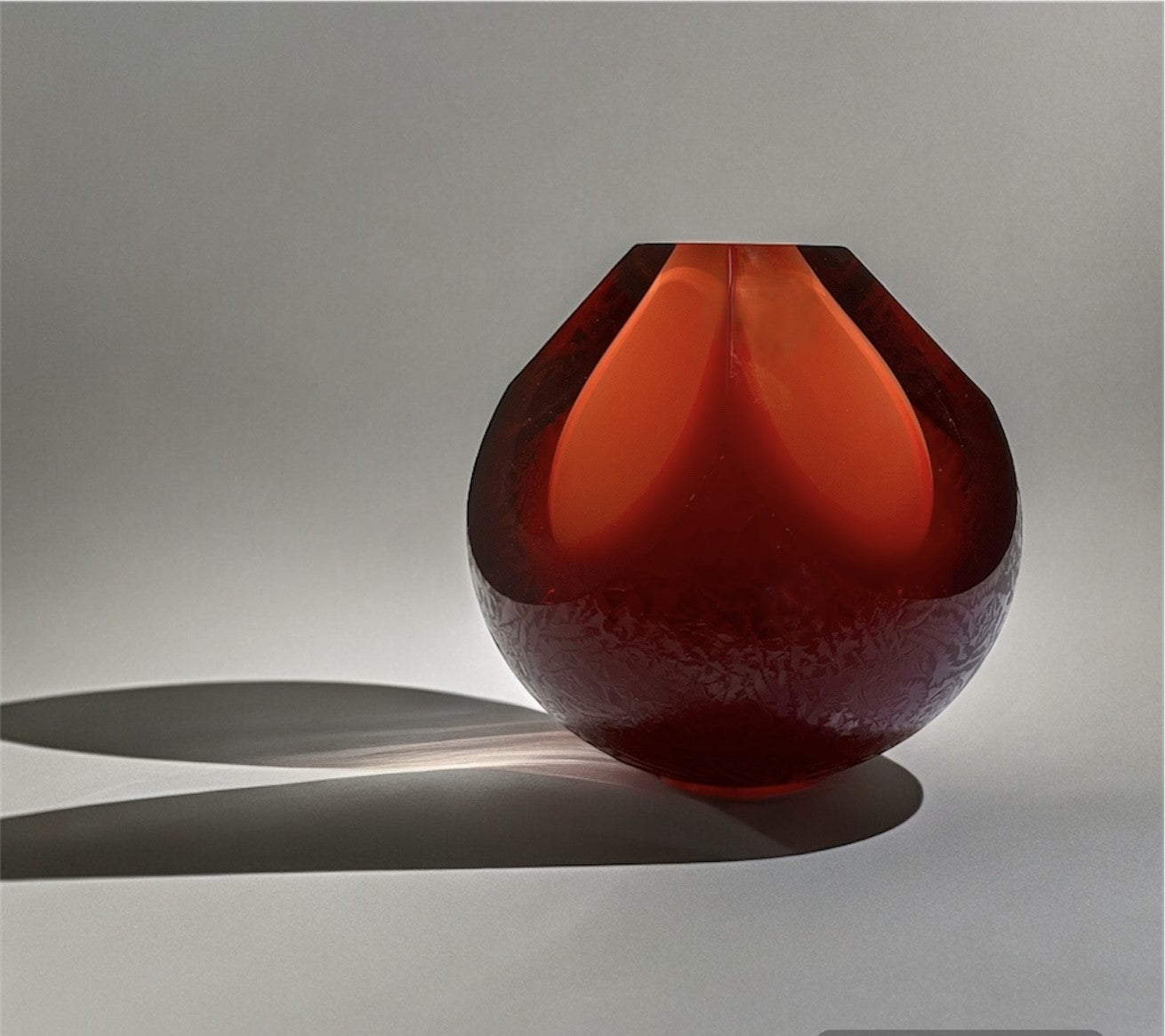 Czech art glass - Magma red glass sculpture