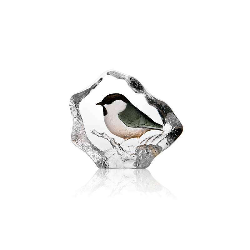 Marsh Tit crystal object by Mats Jonasson