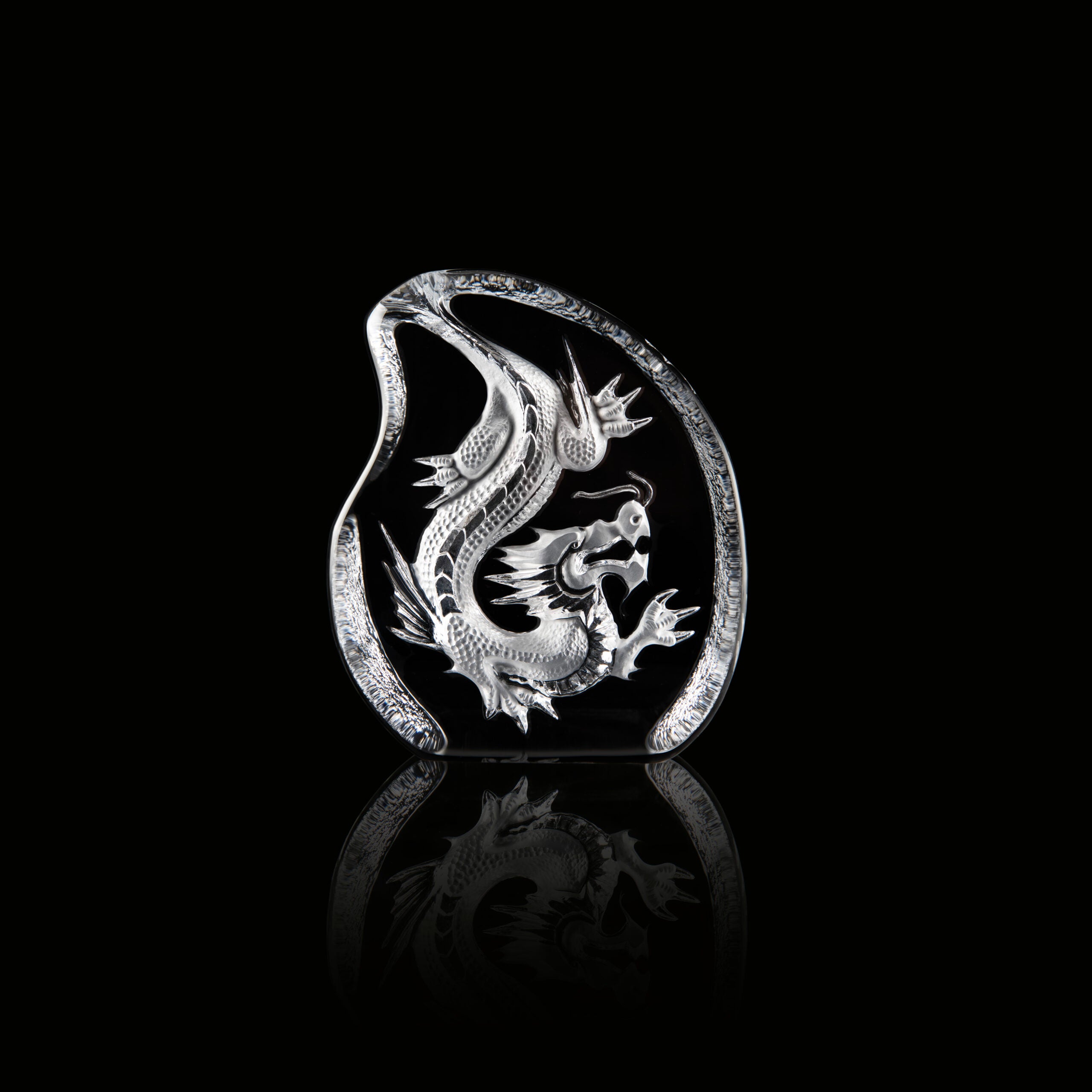 Maleras Dragon clear crystal sculpture