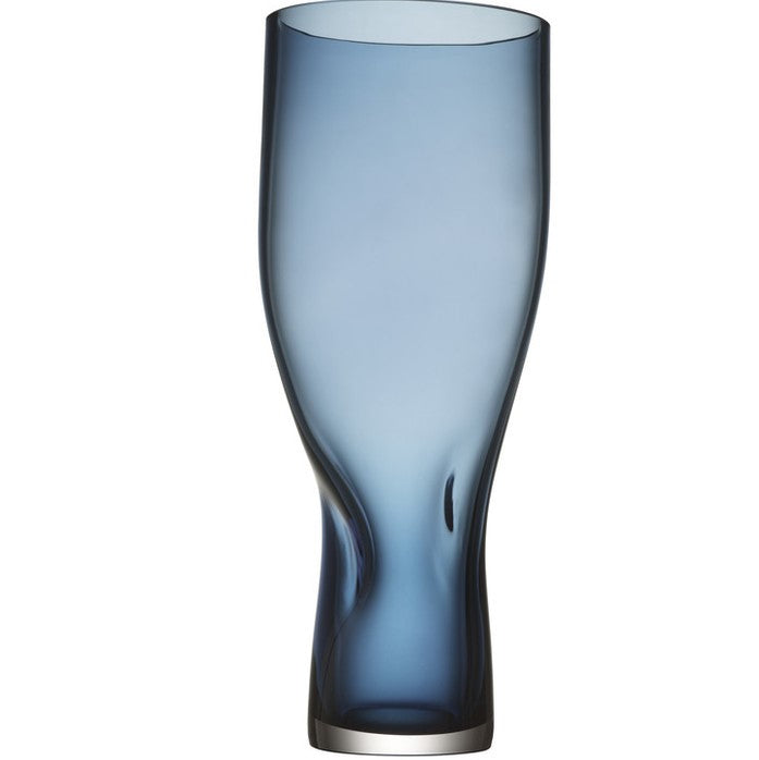 Squeeze blue vase large handmade crystal vase designed by Lena Bergström handmade in Orrefors, Sweden. 