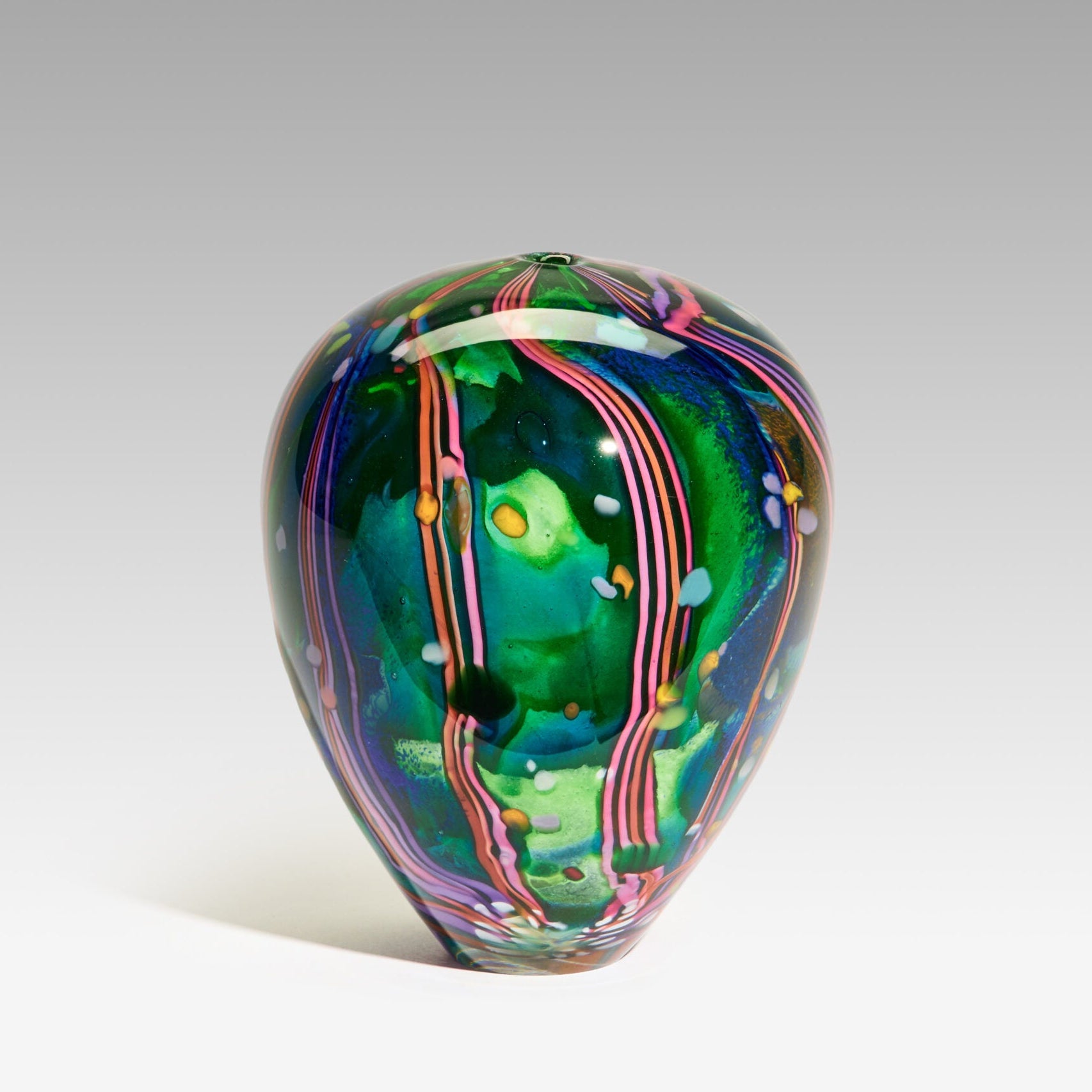 Peter Layton's "Arrival of Spring" Ovoid is a small glass sculpture.
