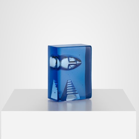 Kosta Boda Azur-Stairs by Bertil Vallien blue glass sculpture