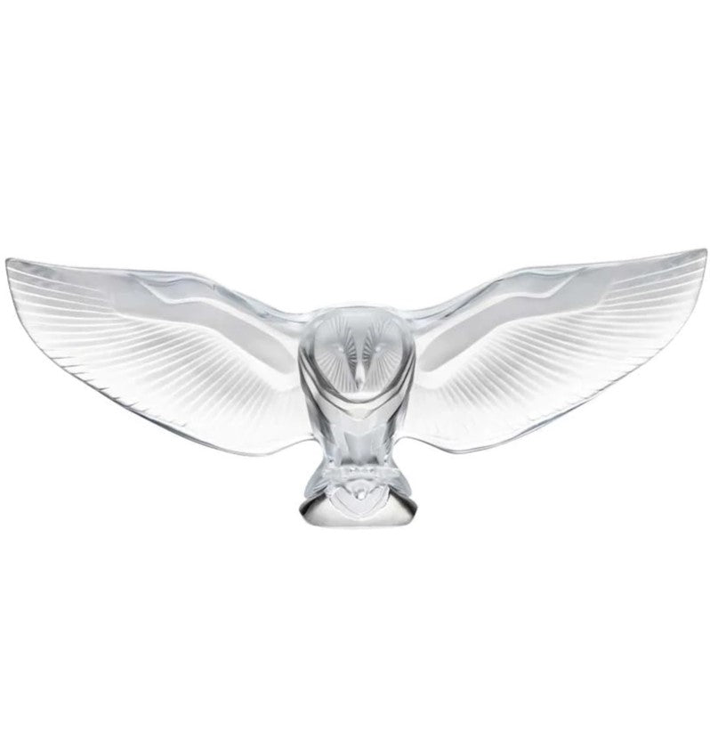 Lalique Barn Owl clear crystal sculpture
