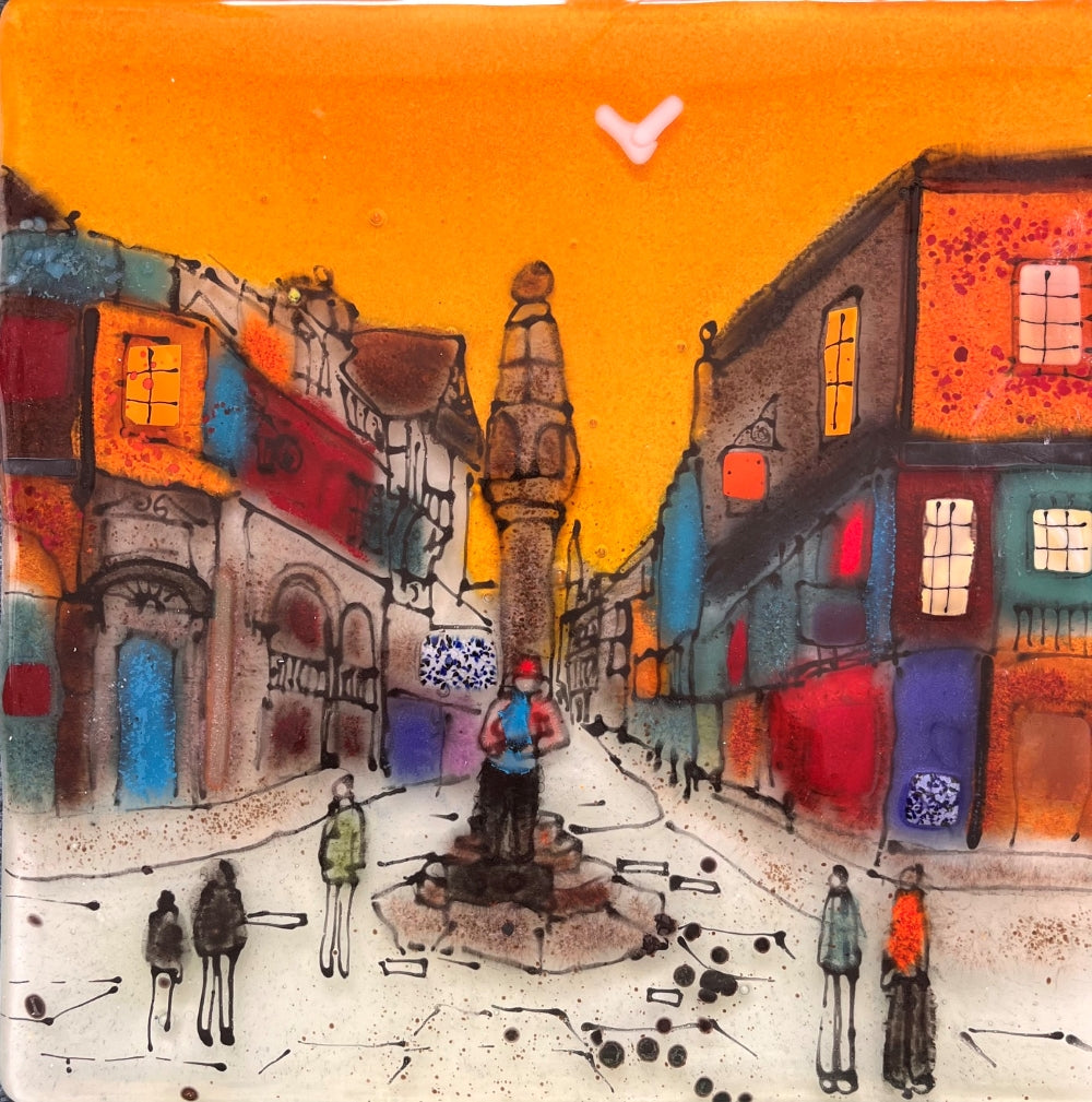 Emma Wood Glass Wall Art - Postcards - Sunset at The Cross