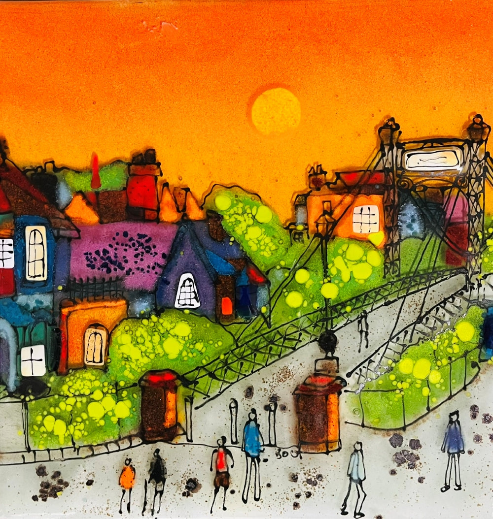 Emma Wood Glass Wall Art - Postcards - Suspension Bridge 3