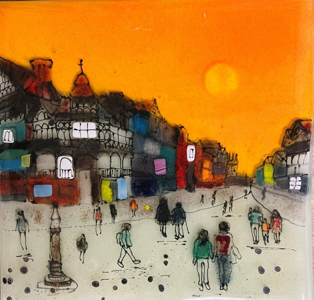 Emma Wood Glass Wall Art - Postcards -Street life 6