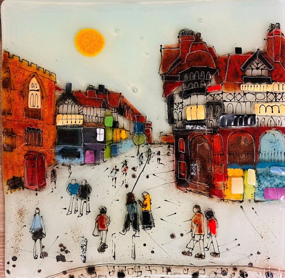 Emma Wood Glass Wall Art - Postcards - Street life 7