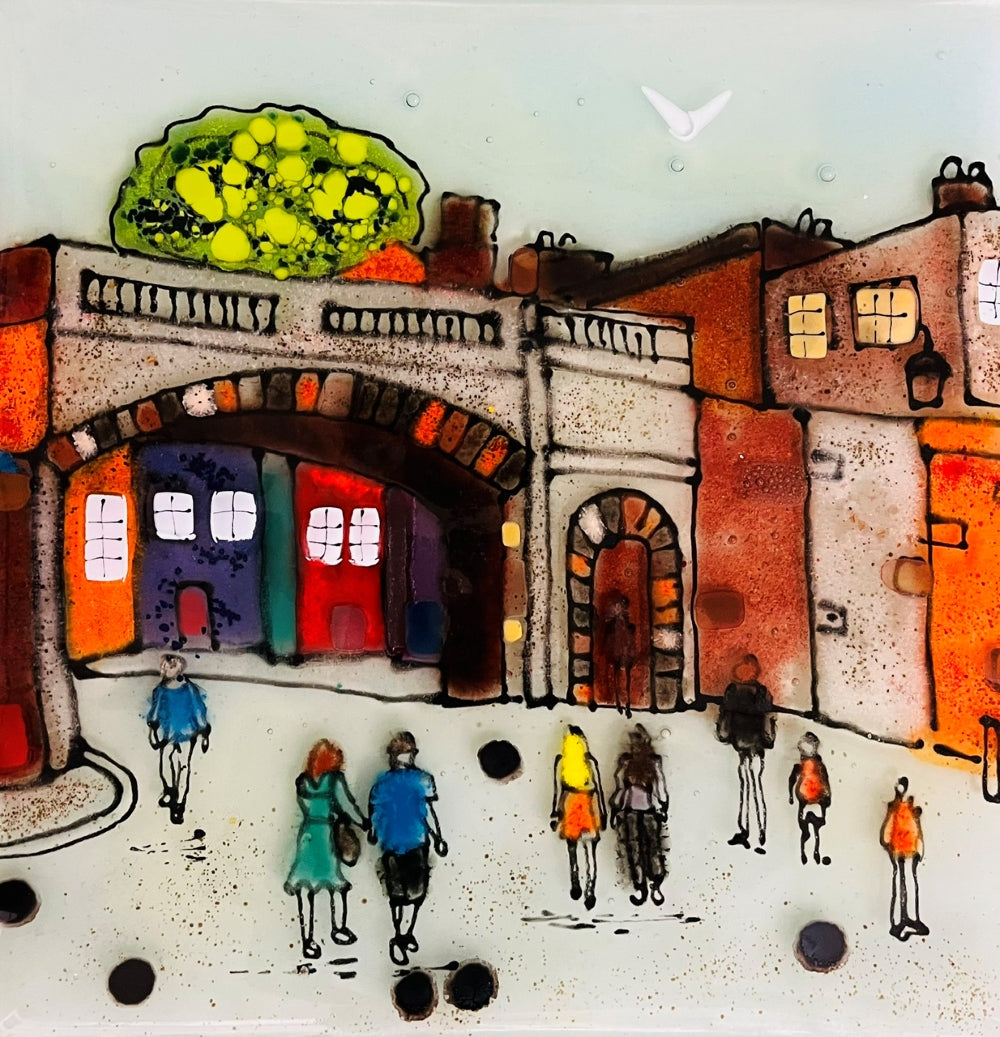 Emma Wood Glass Wall Art - Postcards - Street life 11