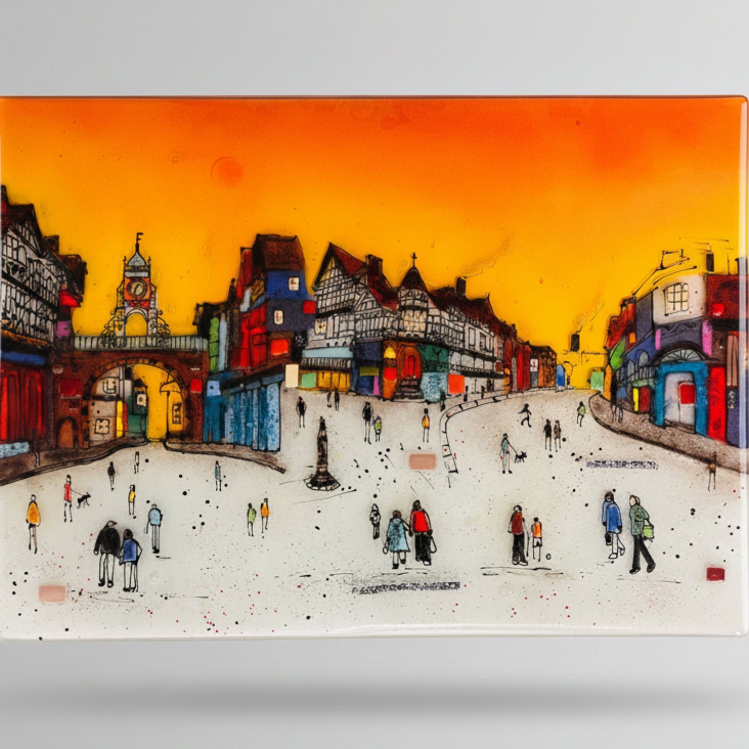 Emma Wood Glass Wall Art - Postcards - Old town lg.