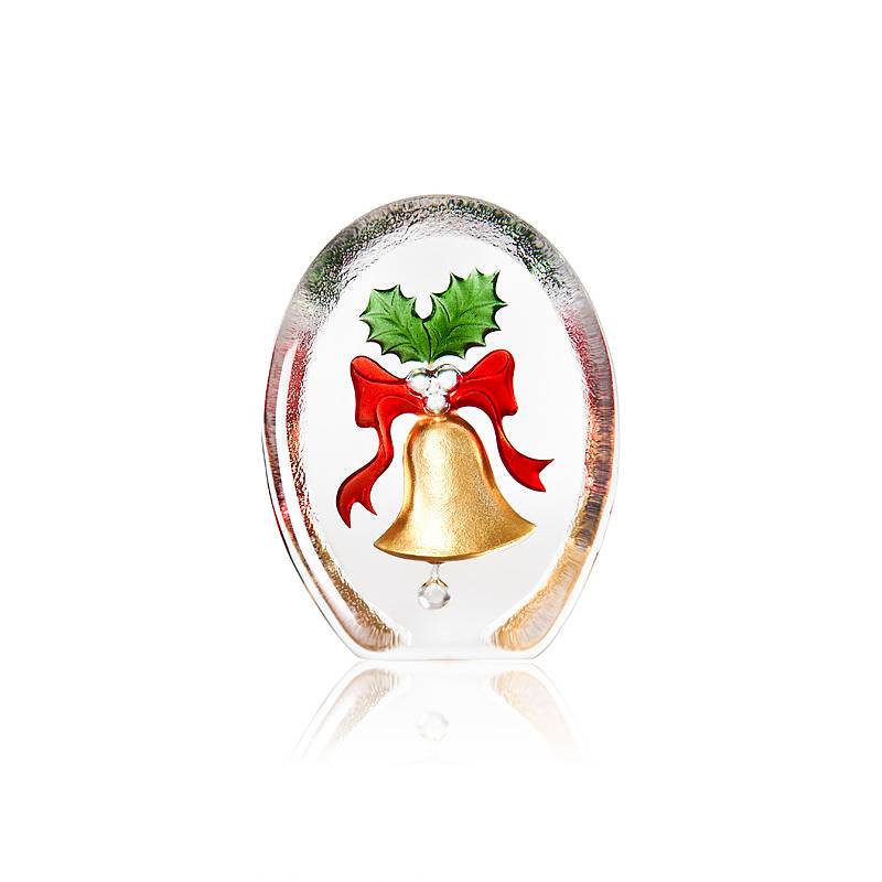 Bell and Mistletoe Christmas crystal decoration made in Maleras , Sweden