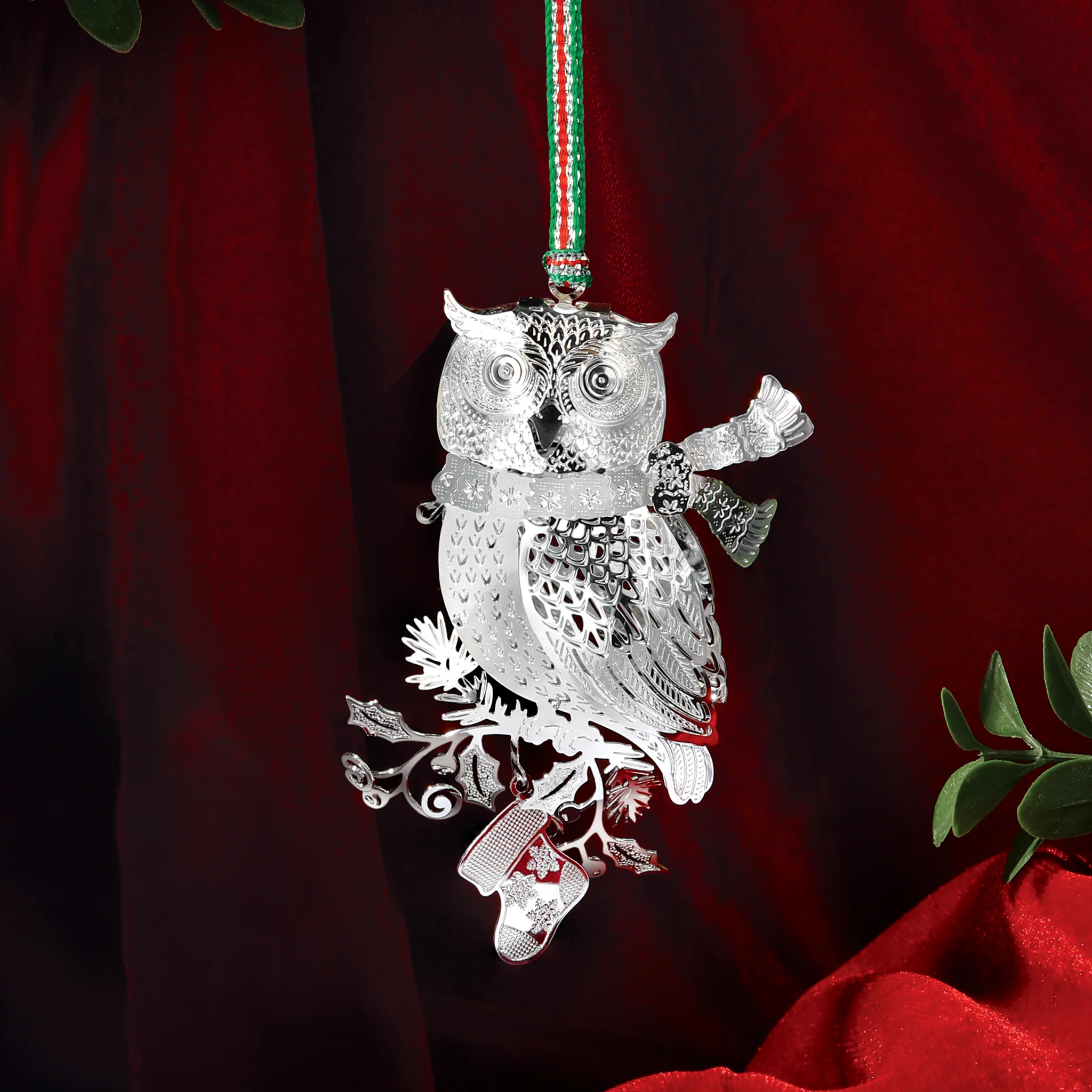 Christmas Owl with scarf tree decoration - NEW