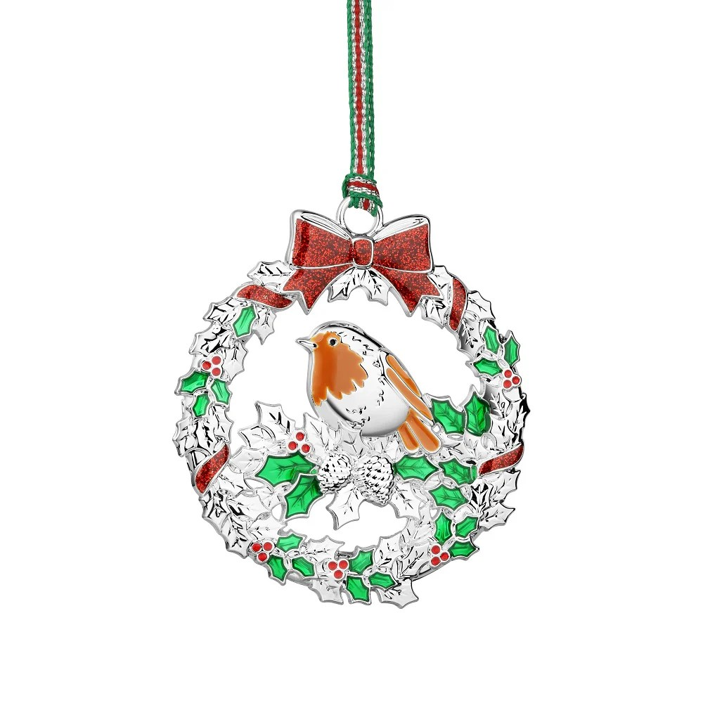 Christmas Robin with Holly tree decoration - NEW
