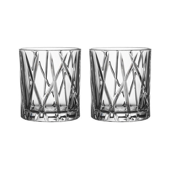 Orrefors City Old Fashion set of two whisky glasses