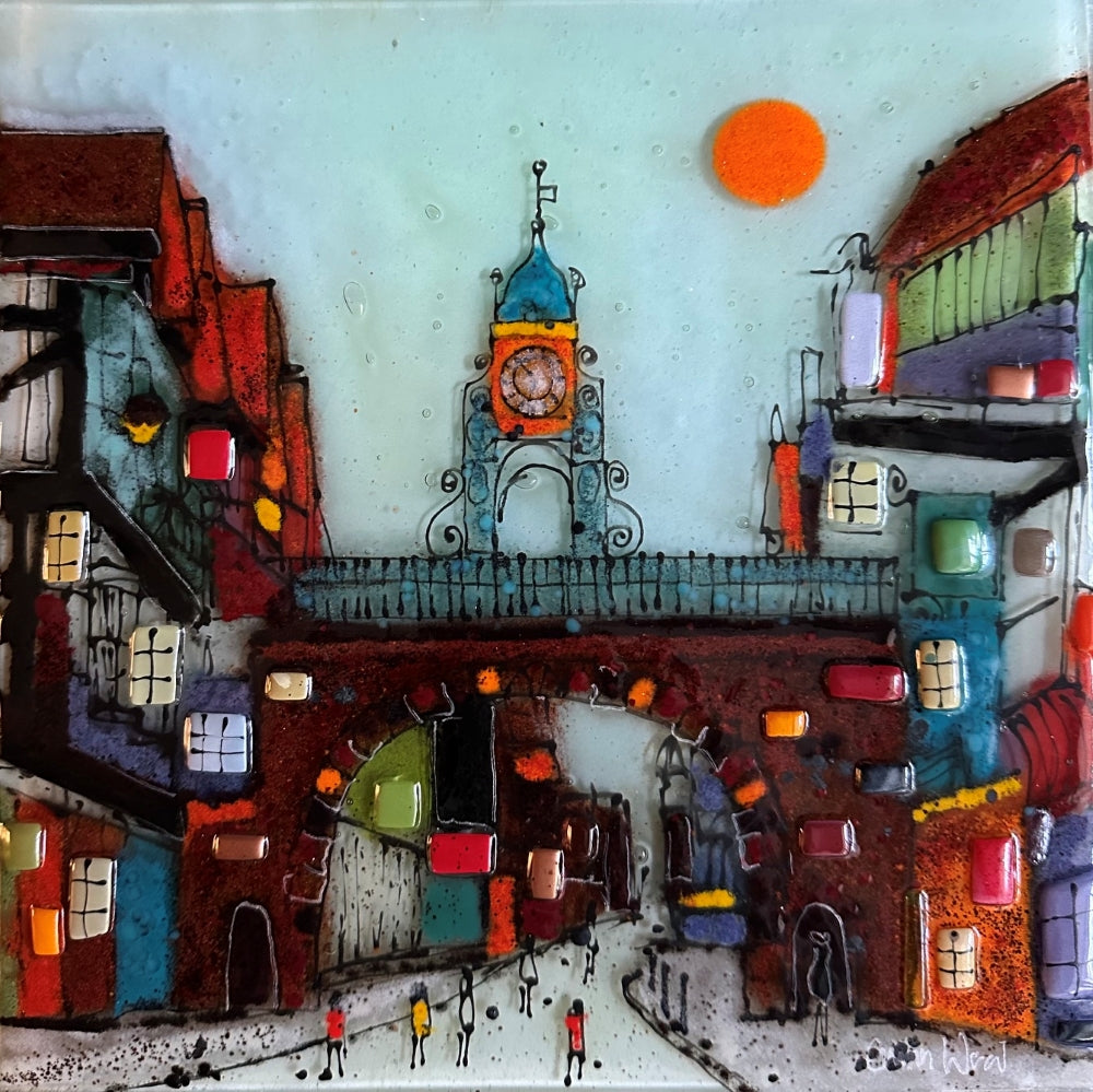 Emma Wood Wall Art - Postcards - East Gate Clock - sunset