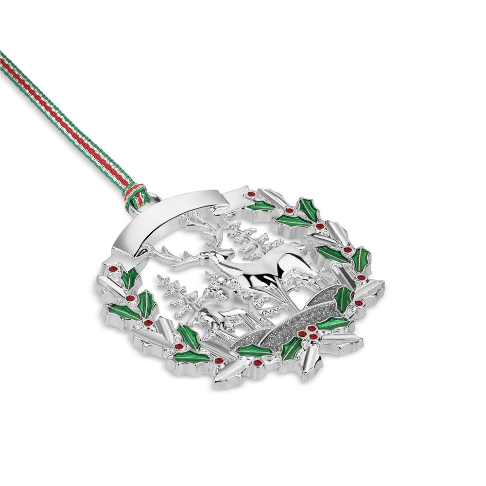 Christmas Deer with Holly Tree Decoration - NEW