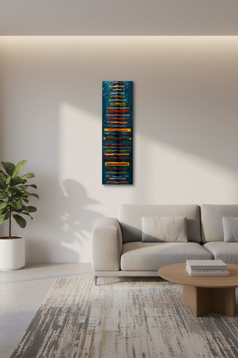 Emma Wood Glass Wall Art - Abstract Soundbar - red