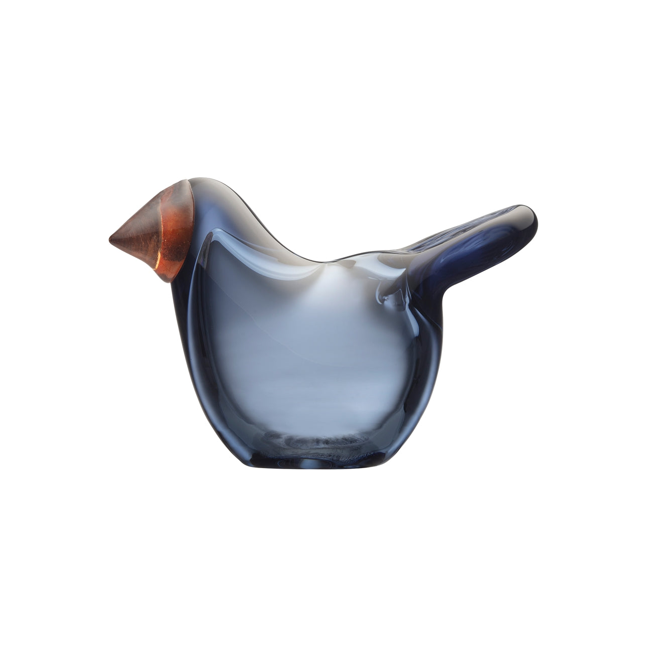 Flycatcher by Oiva Toikka glass bird in light blue(rain) body and red beak