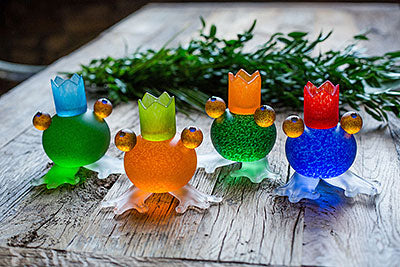 Borowski Glass Frosch Candleholder Green