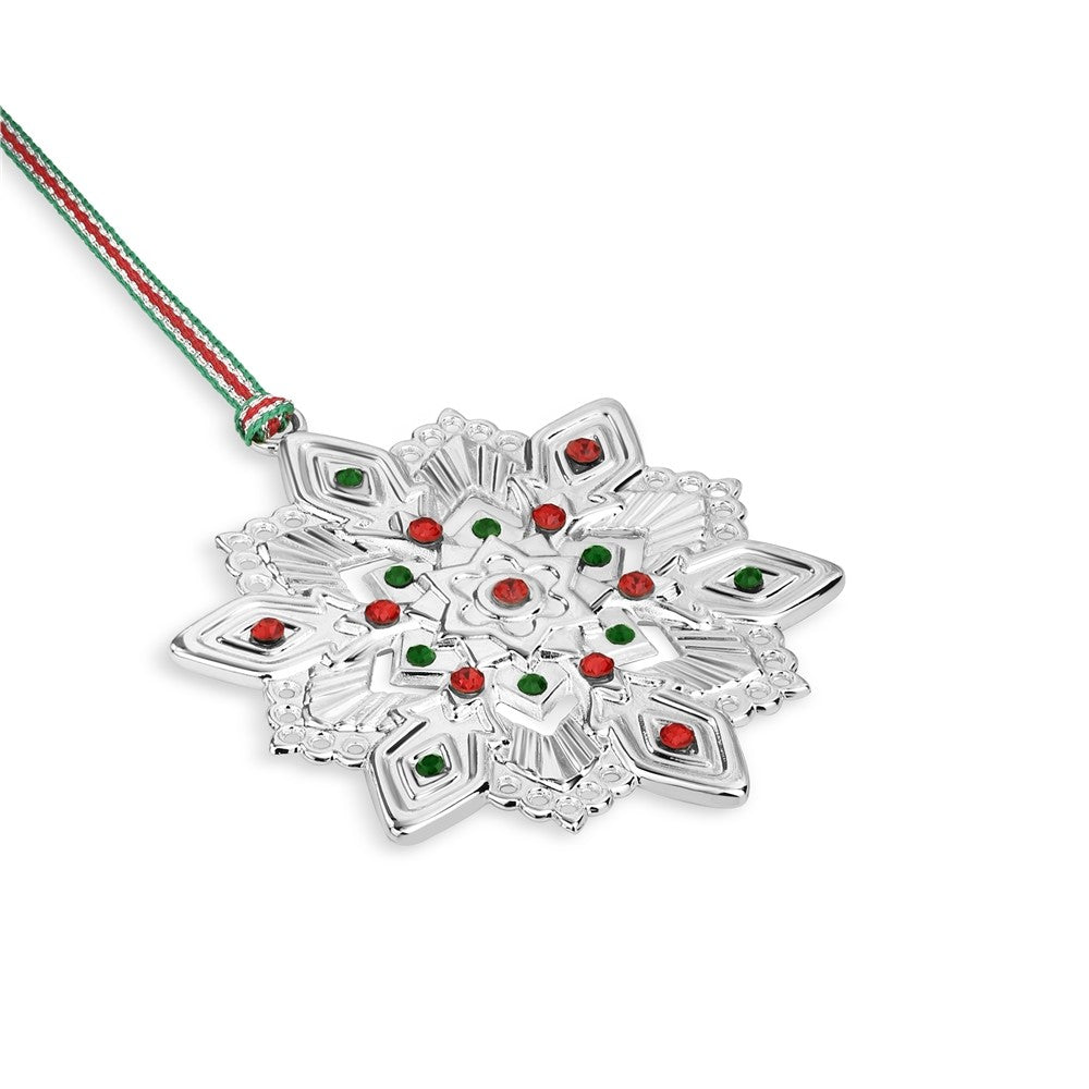 Newbridge Green & red Snowflake Christmas Tree Decoration