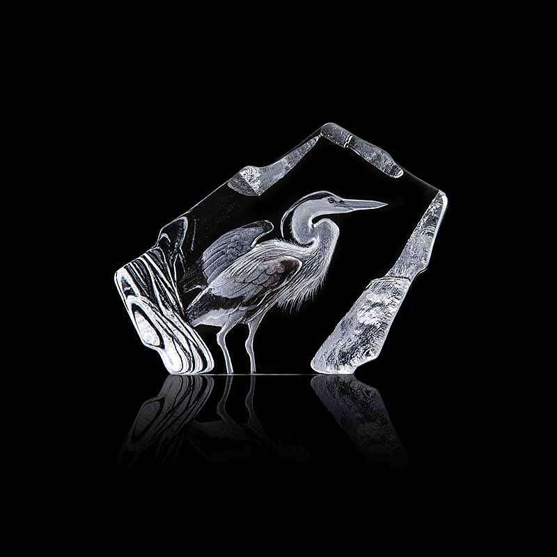 Heron crystal sculpture by Mats Jonasson