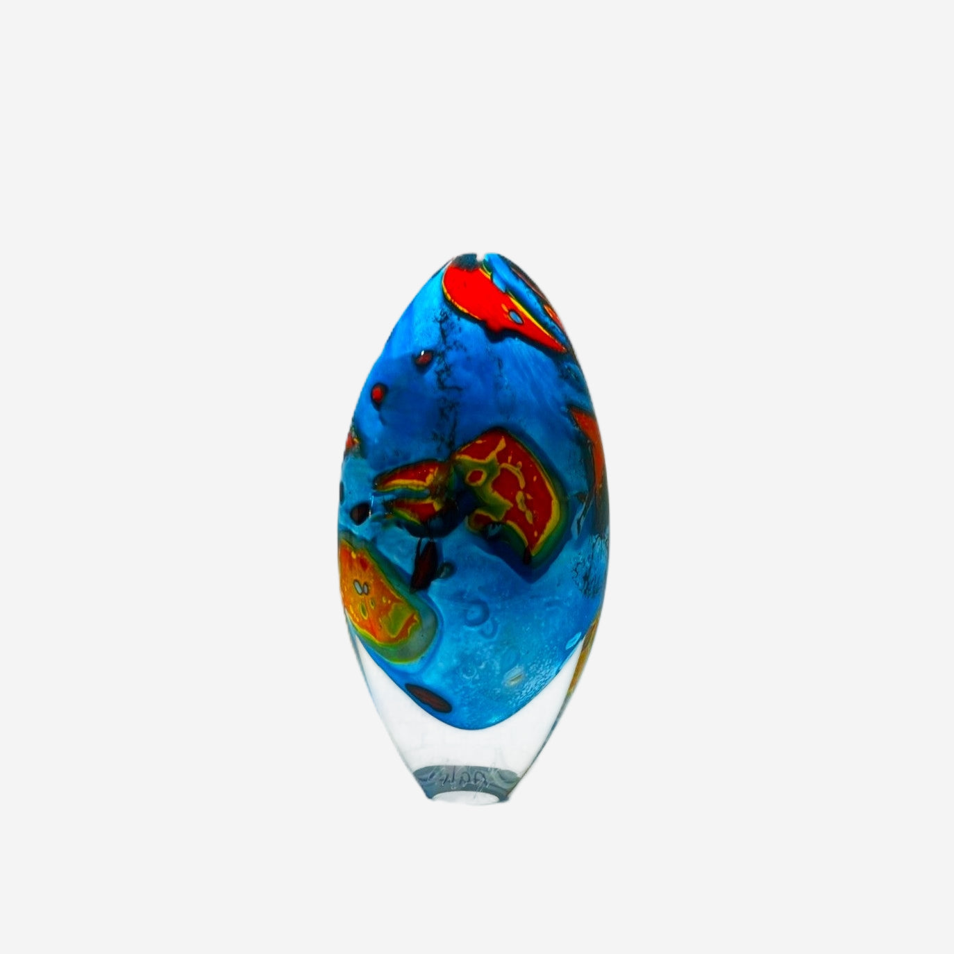 Colorful glass sculpture on a white background